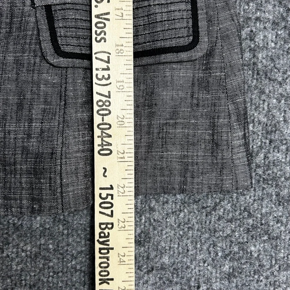 White House Black Market Blazer Womens Size 4 Gray Linen Blend Ruffle Blazer